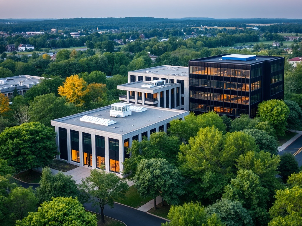Connecticut corporate campus with modern office buildings representing commercial insurance expertise