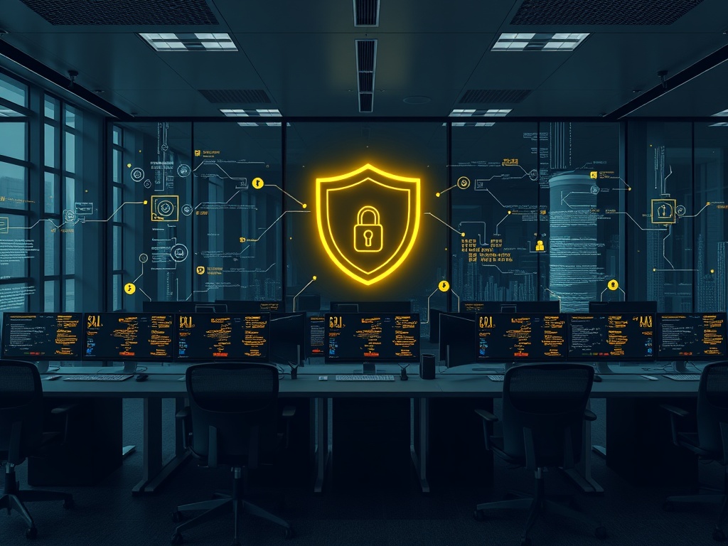 Secure corporate office technology representing cyber liability insurance protection