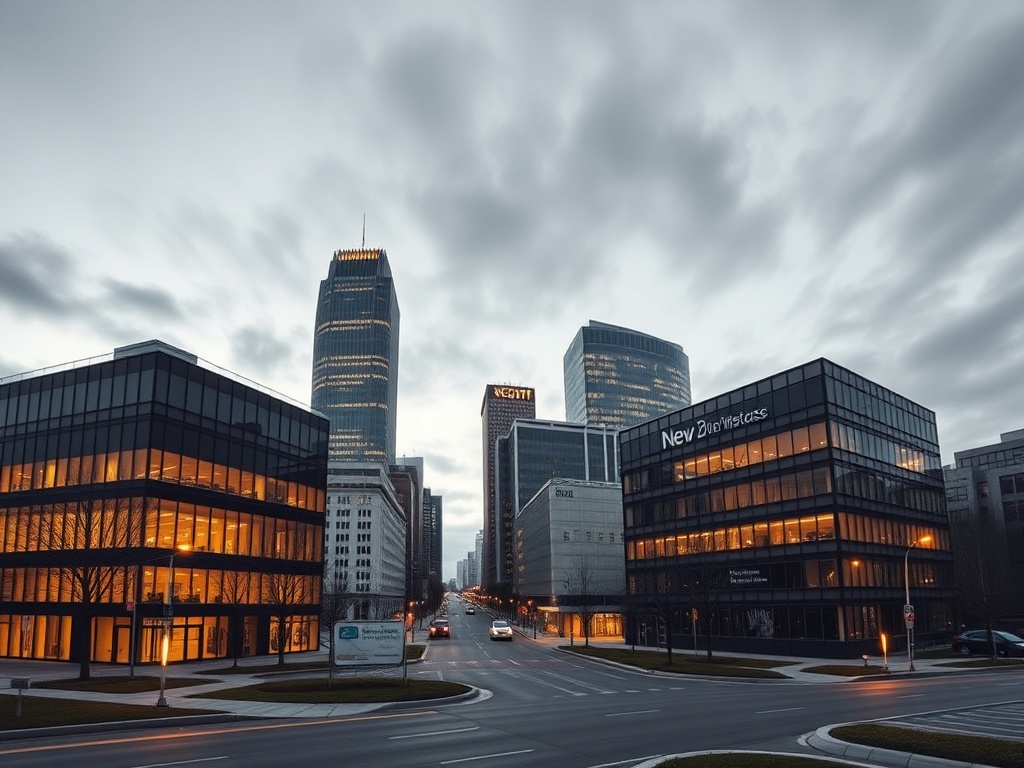 New Jersey business district with corporate headquarters representing commercial insurance services