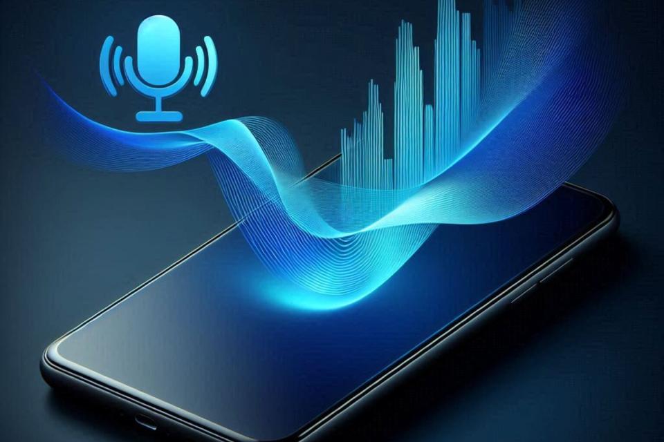 Sound waves flowing into a smartphone representing ringless voicemail delivery